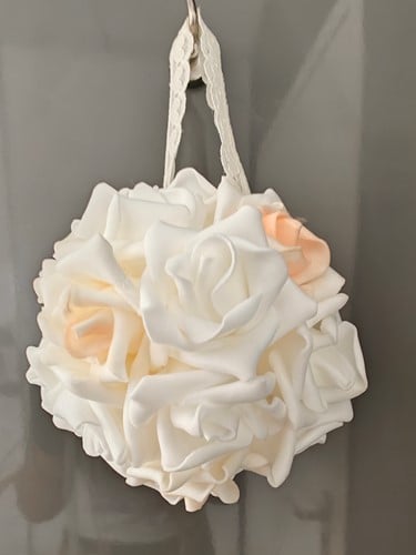 [A-027194] Bloemenbal Pomander RoseBall Wit Zalm 11 cm