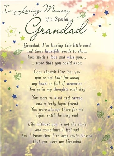 [A-023628] Rouwkaart herdenkingskaart ILM of a Special Grandad 16.5 x 12 cm 