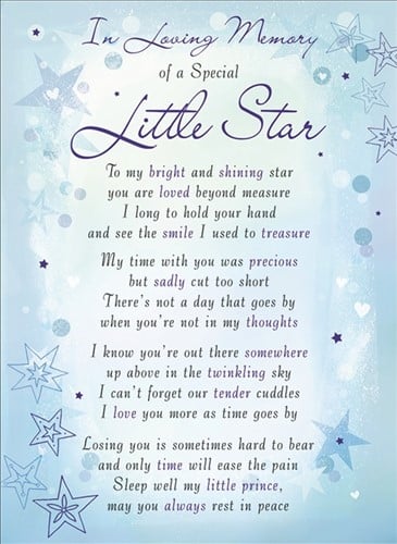 [A-023644] Rouwkaart herdenkingskaart ILM of a Special Little Star 16.5 x 12 cm 