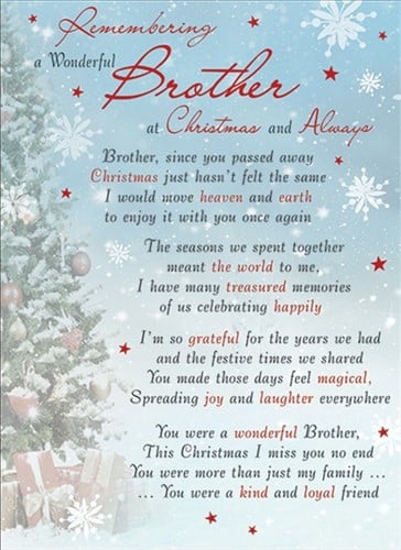 [A-023653] Rouwkaart herdenkingskaart A Wonderful Brother Christmas & Always 16.5 x 12 cm 