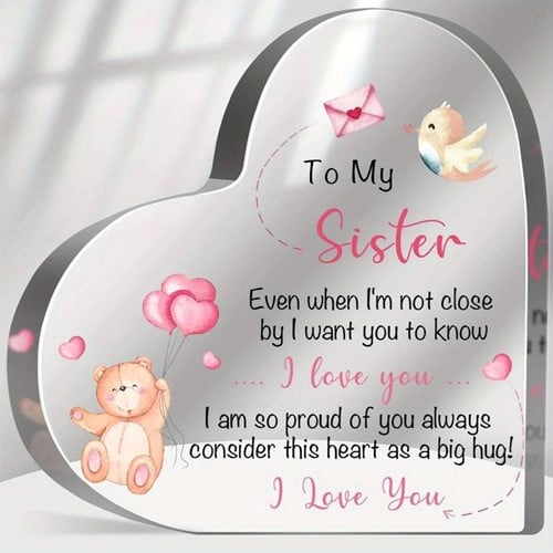 [A-025886] Hart van Epoxy met Decoratie To my Sister 10*1 cm Persoonlijk aandenken