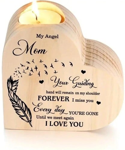 [A-025971] Houten hart voor waxine of kleine ledkaarsen My Angel Mom 
