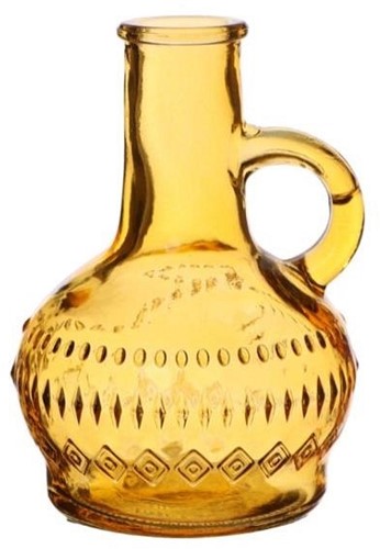 [A-023078] Gekleurd Glazen Flesje Lille Oker Ø7 cm H10 cm per stuk