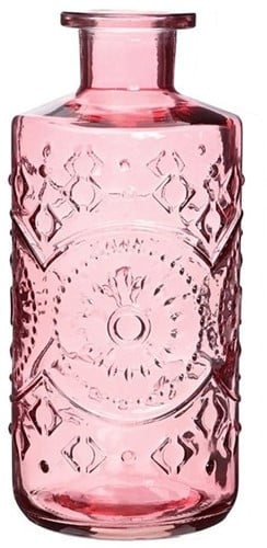 [A-023430] Gekleurde Glazen Fles Berlin Soft Pink ook geschikt als olielamp Ø9 cm H21 cm per stuk