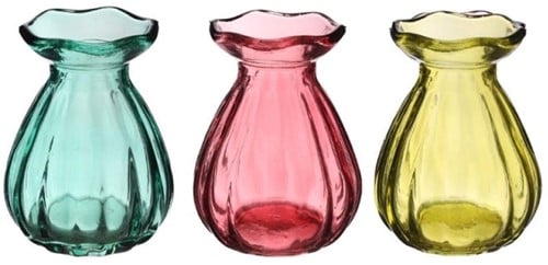 [A-027516] Tafelvaasjes hyacint vaasje Fleur Ø7 cm hoogte 9 cm 3 stuks kleiner model