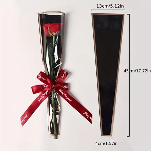 [A-027349] Hoes enkele bloem Zwart met gouden streepje ca. 20 stuks