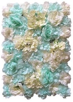 [A-024001] Flowerwall 40x60 cm Zeegroen Lichtblauw Aqua Rozen en Hortensia kleurnr 5 combineren met kleur 19
