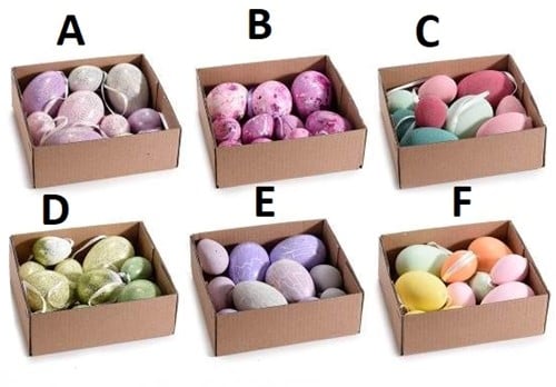 [A-023830] Gekleurde kippeneieren kunststof hangers mix E 10 stuks