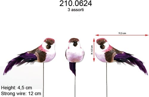 [A-013955] Vogeltje de luxe Violet Paars per stuk