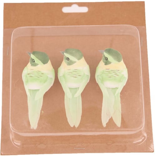 [A-022767] Bird on clip Groen 10,5x3,5x3,5 cm 3 stuks