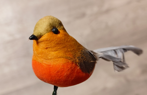 [A-024526] Vogeltje Robin Oranje Rood Brown per stuk