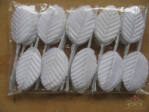 [A-010453] Blad Zijden blaadjes op draad Wit 3*5 cm Doos 50 stuks