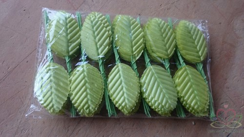 [A-010957] Blad Zijden blaadjes op draad Limegroen 3*5 cm PAK200