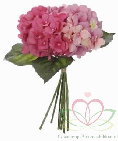 [A-011020] Hortensia Hydrangea Boeketje Pink Zijdenbloem 7 stuks