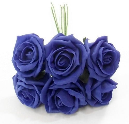 [A-013917] Foamroos Princess Kleurvast Royal Blue Koningsblauw 6 cm Bundel 6 stuks