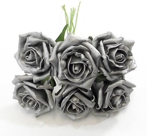[A-013971] Foamroos Princess Kleurvast Pearl Zilver 6 cm Bundel 6 stuks
