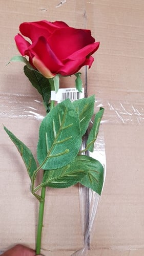 [A-019975] Zijden Roos Groot Rood 60 cm per stuk