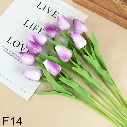 [A-025806] Tulpen Fuchsia Wit Purple Real Touch Foam 33 cm Bundel ca. 10 stuks