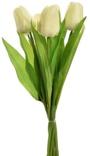 [A-027434] Tulpen Creme Zijden Merk: PURE 35 cm Bundel 7 stuks
