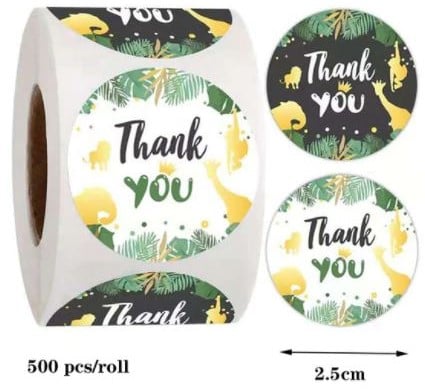 [A-022061] Sluitstickers Thank you Multy botanicalstyle etiket rol 500 labels