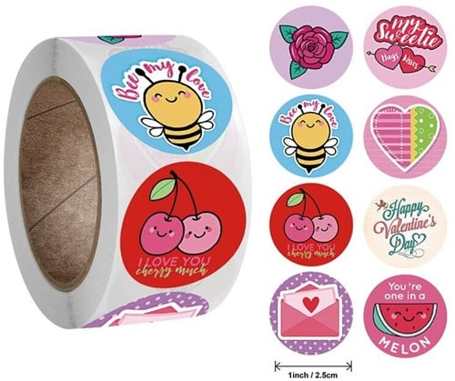 [A-022712] Sluitstickers Thema Happy Love Valentine etiket rol 500 labels