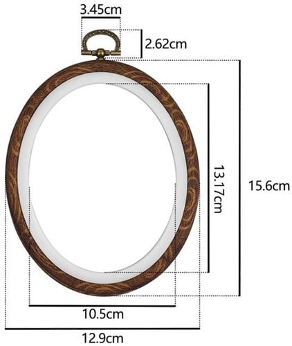 [A-023791] Brocante Houten Borduurring Ovaal met stelschroef 18x25 cm per stuk
