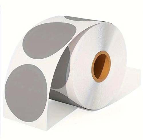 [A-025558] Thermische labels Blanco etiketten voor thermal labelprinters Grijs ronde stickers 5 cm rol 600 stuks