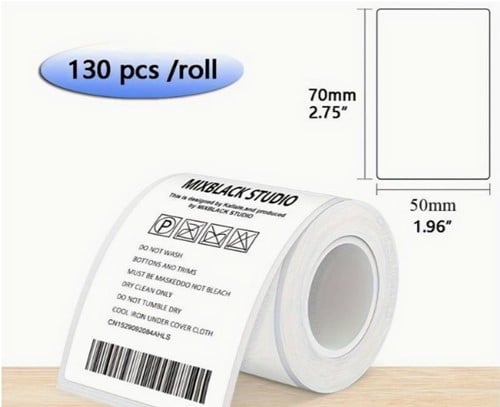 [A-025929] Thermische labels Blanco etiketten voor thermal labelprinters Phomemo M110 M220 M221 Wit 50x70 mm rol 130 stuks