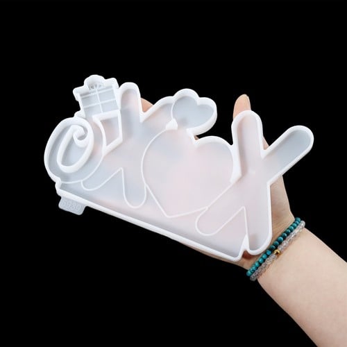 [A-024346] Siliconenmal Lijstje met hart foto Bordje XXX Epoxy resin 16 cm per stuk