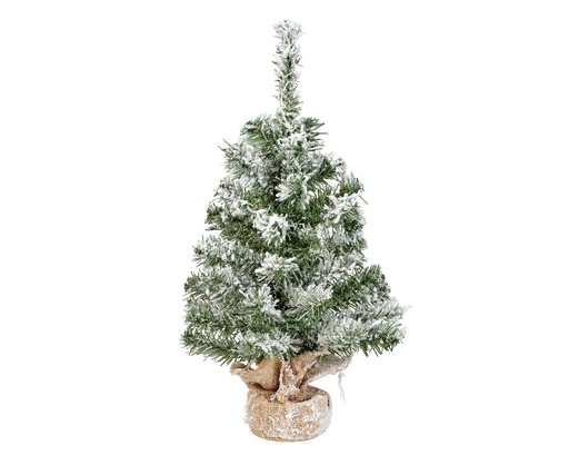 [A-027656] Imperial Kunst kerstboompje 45 cm, besneeuwd, jute zak, voor binnen, Everlands