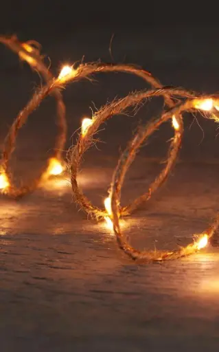 [A-027883] Ledstring Jute 2 meter 40 leds Classic 2xAA