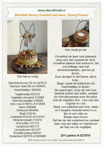 [A-027979] Dienblad Bunny Creatief met kleur fleurig Pasen! Stel zelf je pakket samen